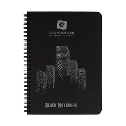 Alex Schoeller Black Notebook Spiralli Siyah Defter A5 120 gr. 60 yaprak - 1