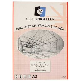 Alex Schoeller Milimetrik Aydınger Blok A3 Kırmızı 90/95 gr. 30 yaprak - 1