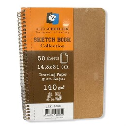 Alex Schoeller Sketchbook Sert Kraft Kapak Spiralli Eskiz Çizim Defteri 140 gr. A5 50 yp. - 1