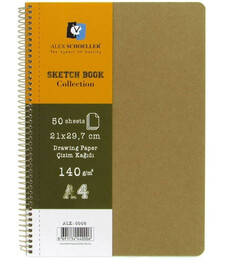 Alex Schoeller Sketchbook Sert Kraft Kapak Spiralli Eskiz Çizim Defteri 140 gr. A4 50 yp. - 1