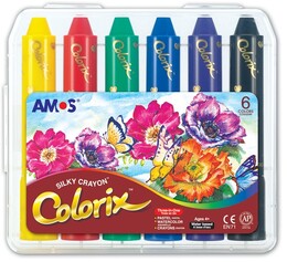 Amos Colorix Silky Crayon Üçü Bir Arada Boya 6 Renk - 1