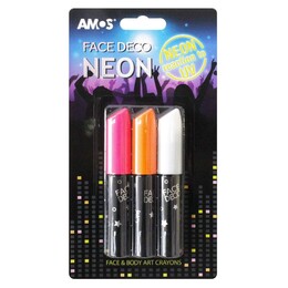 Amos Face Deco Neon Gece Karanlıkta Parlayan Yüz Boyası 3 Renk - 1