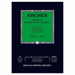 Arches Sulu Boya Defteri Blok Soğuk Baskı - Orta Doku 300 gr. 21x29 cm. 12 Yaprak - 1