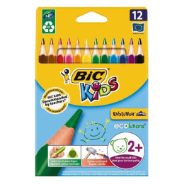 Bic Evolution Jumbo Üçgen Kuru Boya 12 Renk Karton Kutu (82973511) - 1