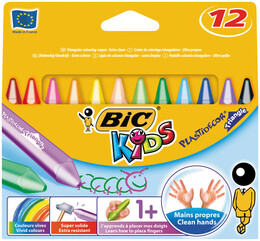 Bic Kids Plastidecor Triangle Elleri Kirletmeyen Üçgen Jumbo Mum Pastel Boya 12 Renk - 1