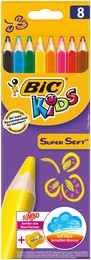 Bic Kids Supersoft Yumuşak Jumbo Kalın Kuru Boya Kalemi 8 Renk + Kalemtraş - 1