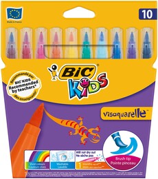 Bic Kids Visaquarelle Fırça Uçlu Keçeli Boya Kalemi 10 Renk - 1