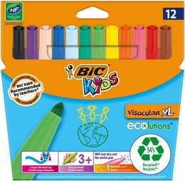 Bic Visa Yıkanabilir Jumbo Keçeli Kalem 12 Renk (8922233) - 1