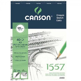 Canson 1557 Eskiz Çizim Defteri 120 gr. Üstten Spiralli A3 40 Sayfa - 1