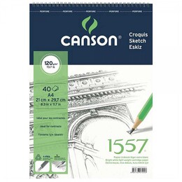 Canson 1557 Eskiz Çizim Defteri 120 gr. Üstten Spiralli A4 40 Sayfa - 1