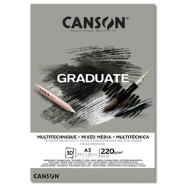 Canson Graduate Mixed Media Çok Amaçlı Eskiz Çizim Defteri Gri Yaprak 220 gr. A3 30 Sayfa - 1