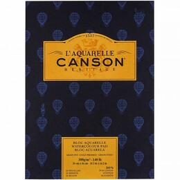 Canson Heritage Sulu Boya Defteri Blok Soğuk Baskı - Orta Doku 300 gr. 26x36 cm. 12 yaprak - 1