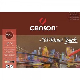 Canson Mi-Teintes Touch Kum Dokulu Pastel Boya Defteri Blok 350 gr. A3 12 yaprak - 1