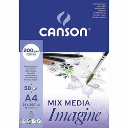 Canson Mix Media Imagine Çok Amaçlı Eskiz Çizim Defteri Blok 200 gr. A4 50 yaprak - 1