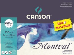 Canson Montval Maxi Pack Sulu Boya Defteri Blok 200 gr. 24x32 cm. 100 yaprak - 1