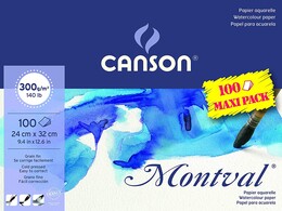 Canson Montval Maxi Pack Sulu Boya Defteri Blok 300 gr. 24x32 cm. 100 yaprak - 1