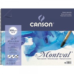 Canson Montval Spiralli Sulu Boya Defteri Blok 300 gr. 32x41 cm. 12 yaprak - 1