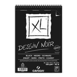 Canson XL Noir Spiralli Siyah Eskiz Çizim Defteri 150 gr. A5 20 yaprak - 1