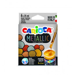 Carioca Metalik Tempera Süper Yıkanabilir Guaj Boya Seti 6 Renk x 25 ml. - 1