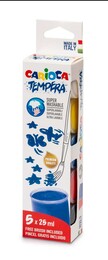 Carioca Tempera Süper Yıkanabilir Guaj Boya Seti 5 Renk x 25 ml. Fırçalı - 1