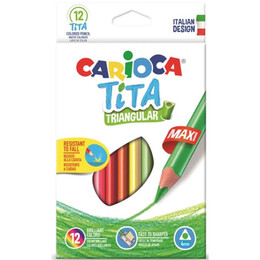 Carioca Tita Maxi Jumbo Üçgen Kuru Boya 12 Renk Karton Kutu (42791) - 1