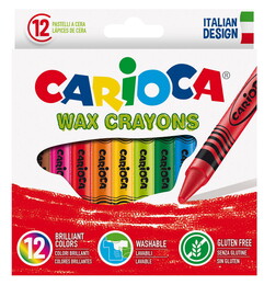 Carioca Wax Crayons Yıkanabilir Mum Boya 12 Renk - 1