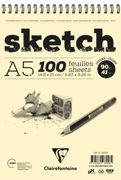 Clairefontaine Ivory Sketch Eskiz Çizim Defteri Üstten Spiralli 90 gr. A5 100 yp. - 1