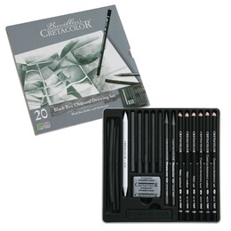 Cretacolor Black Box Charcoal Drawing Set Karakalem Eskiz Çizim Seti Metal Kutu 20 Parça - 1