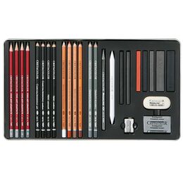 Cretacolor Teacher's Choice Advanced Drawing Set Karakalem Eskiz Çizim Seti Metal Kutu 27 Parça - 1