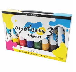 Daler Rowney System 3 Akrilik Boya Seti Jumbo Selection 8 Renk x 150 ml. - 1