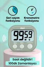 Daxi Dijital Zamanlayıcı Geri Sayım Özellikli Alarmlı Kronometre MİNT YEŞİLİ - 2