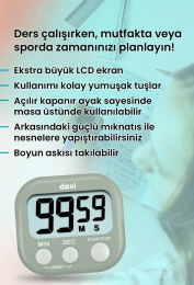 Daxi Dijital Zamanlayıcı Geri Sayım Özellikli Alarmlı Kronometre MİNT YEŞİLİ - 3