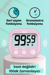 Daxi Dijital Zamanlayıcı Geri Sayım Özellikli Alarmlı Kronometre PEMBE - 2