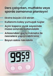 Daxi Dijital Zamanlayıcı Geri Sayım Özellikli Alarmlı Kronometre PEMBE - 3