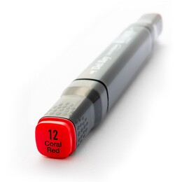 Del Rey Çift Uçlu Çizim Marker Kalemi 12 Coral Red - 1