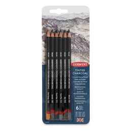 Derwent Tinted Charcoal Renkli Kömür Füzen Karakalem Eskiz Çizim Seti 6'lı Blister - 1