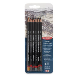 Derwent Tinted Charcoal Renkli Kömür Füzen Karakalem Eskiz Çizim Seti 6'lı Blister - 1