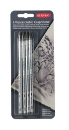 Derwent Watersoluble Graphitone Suda Çözünebilen Ağaçsız Grafit Kalem Seti 4'lü Blister - 1