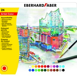 Eberhard Faber Artist Color Aquarell Sulu Boya Kalemi Seti 24 Renk Metal Kutu - 1