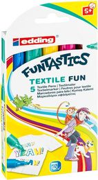 Edding 17 Funtastics Textile Fun Kumaş Tekstil Boyama Kalemi Seti 5 Renk - 1