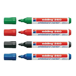 Edding 260 Whiteboard Marker Yazı Tahtası Kalemi Seti 4'lü Karışık - 1