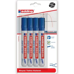 Edding 360 XL Whiteboard Marker Doldurulabilir Yazı Tahtası Kalemi Seti 4'lü Mavi - 1