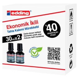 Edding Legamaster Tahta Kalemi Mürekkebi 100 ml. SİYAH x 2'li Kutu - 1