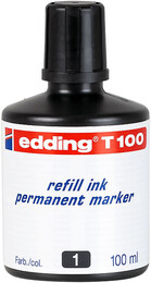 Edding T100 Permanent Marker Mürekkebi 100 ml. SİYAH - 1