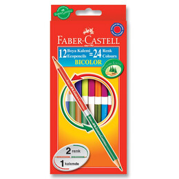 Faber Castell Bicolor Çift Uçlu Kuru Boya 12'li 24 Renk - 1