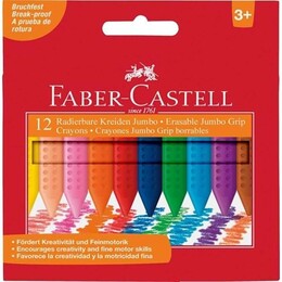 Faber Castell Grip Jumbo Crayon Kalın Silinebilir Mum Boya 12 Renk - 1