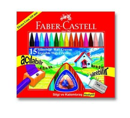 Faber Castell Silinebilir Wax Crayon Mum Boya 15 Renk - 1