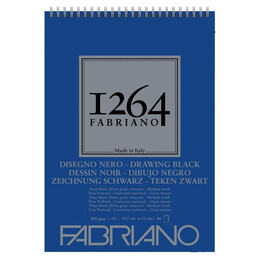 Fabriano 1264 Drawing Black Üstten Spiralli Eskiz Çizim Defteri Siyah Yapraklı 200 gr. A3 40 yaprak - 1