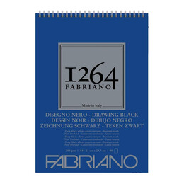 Fabriano 1264 Drawing Black Üstten Spiralli Eskiz Çizim Defteri Siyah Yapraklı 200 gr. A4 40 yaprak - 1