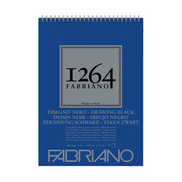 Fabriano 1264 Drawing Black Üstten Spiralli Eskiz Çizim Defteri Siyah Yapraklı 200 gr. A5 20 yaprak - 1